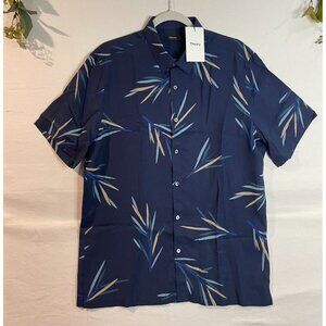 Theory Irving SS Space Multi Stem Print Shirt Men's Size L
